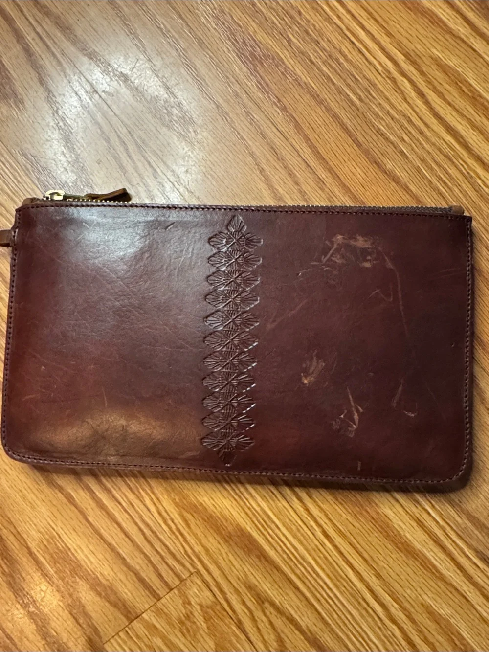 Caravana Brown Leather Zip Travel Wallet Tulum l